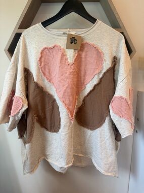 Oli & Hali Pink Heart-Accent Pullover